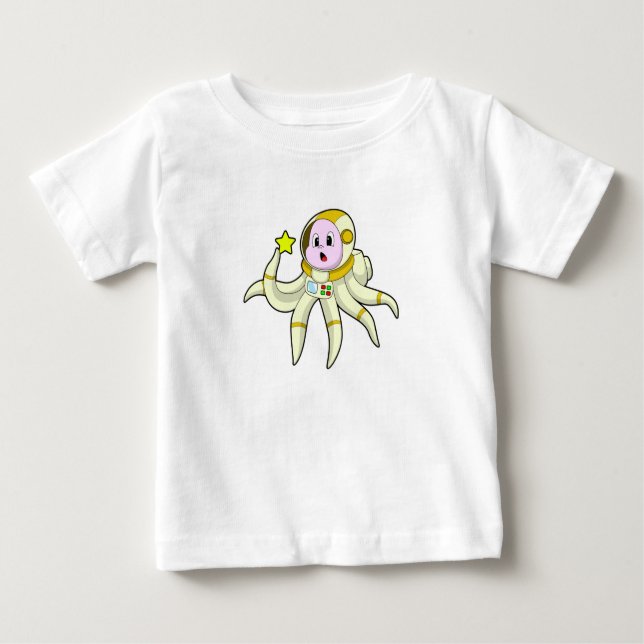 Camiseta Para Bebê Octopus como mergulhador com estrela (Frente)
