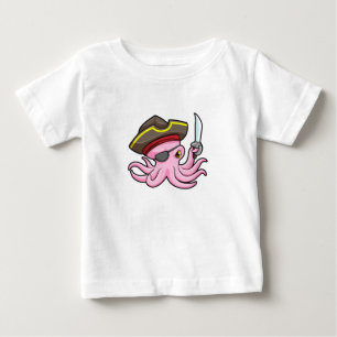 Camiseta Para Bebê Octopus como Pirata com Saber & Eleye