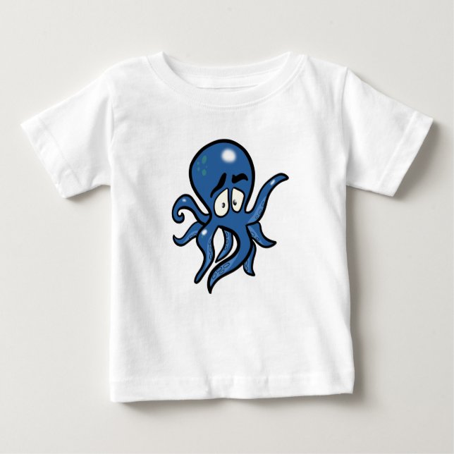 Camiseta Para Bebê Octopus de desenho azul (Frente)