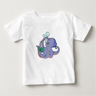 Camiseta Para Bebê Octopus em Leitura com Livro