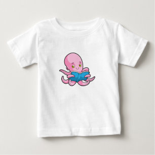 Camiseta Para Bebê Octopus em Leitura de um Livro