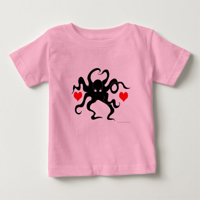 Camiseta Para Bebê Octopus Heart (Frente)