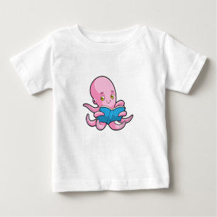 Camiseta Para Bebê Octopus na leitura de um livro