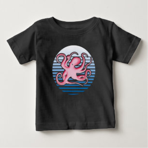 Camiseta Para Bebê Octopus retrorreflector rosa