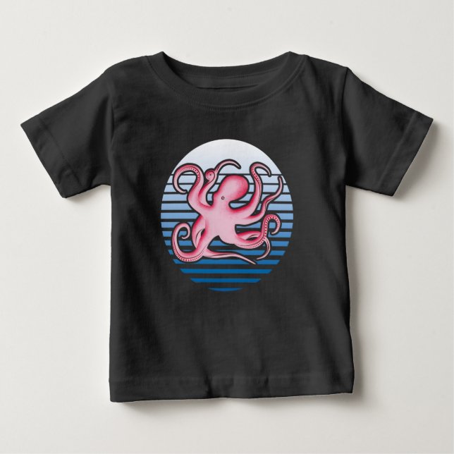Camiseta Para Bebê Octopus retrorreflector rosa (Frente)