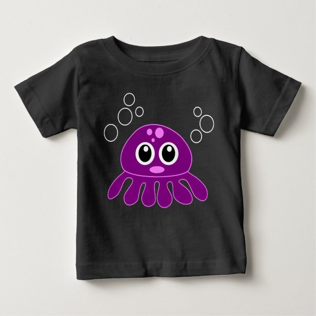 Camiseta Para Bebê Octopus roxo de desenho animado (Frente)