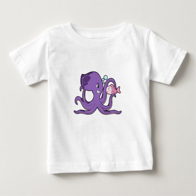 Camiseta Para Bebê Octopus with Fish.PNG (Frente)