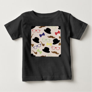 Camiseta Para Bebê Óculos, Chapéus e bigode