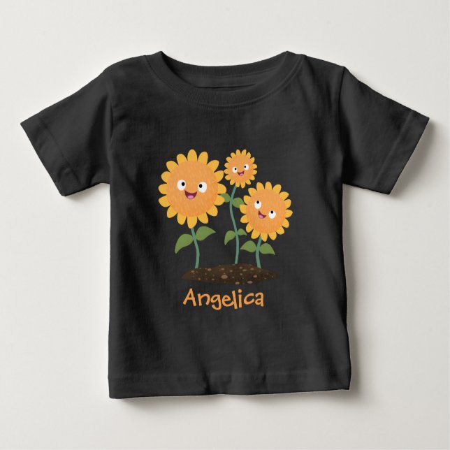 Camiseta Para Bebê Óculos de desenho animados bonitos e felizes (Frente)