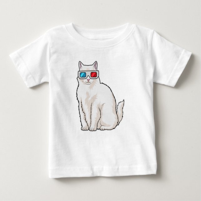 Camiseta Para Bebê Óculos de gato (Frente)