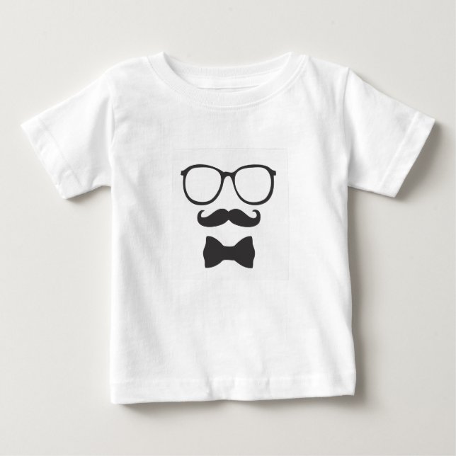 Camiseta Para Bebê Óculos de Hipster do bigode (Frente)