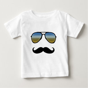 Camiseta Para Bebê Óculos de sol retro engraçados com bigode