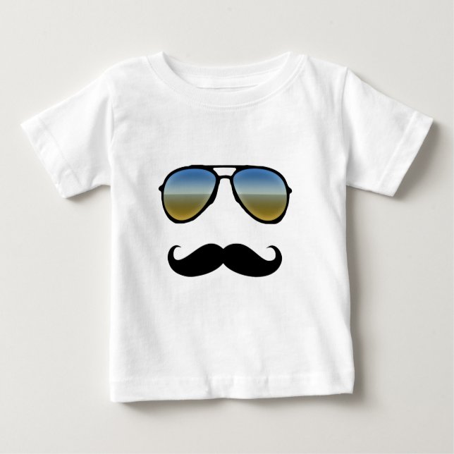 Camiseta Para Bebê Óculos de sol retro engraçados com bigode (Frente)