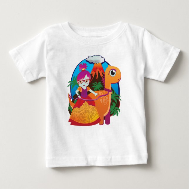 Camiseta Para Bebê Óculos de Visto da Princesa Dinossaur (Frente)