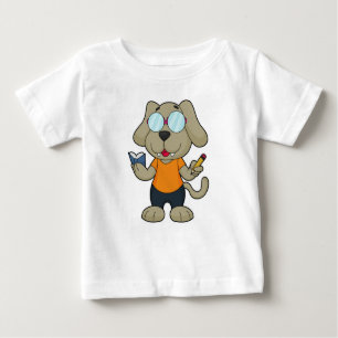 Camiseta Para Bebê Óculos do livro de Nerd de cães