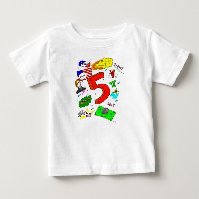 Camiseta Para Bebê Ode para cinco Crianças (Frente)