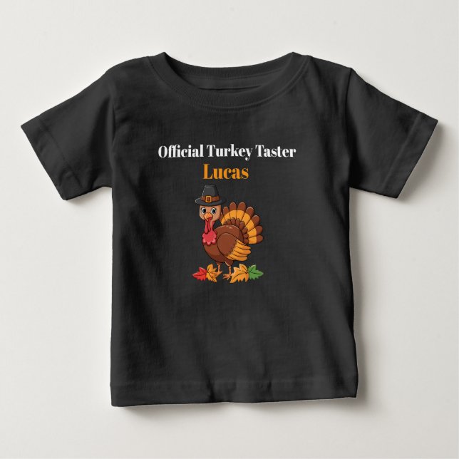 Camiseta Para Bebê Official Turkey Taster Baby Tee | Thanksgiving (Frente)