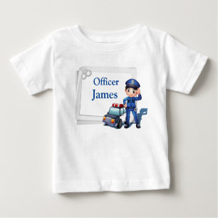 Camiseta Para Bebê Oficial de Polícia Personalizado