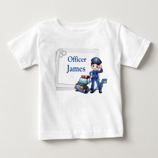 Camiseta Para Bebê Oficial de Polícia Personalizado (Frente)
