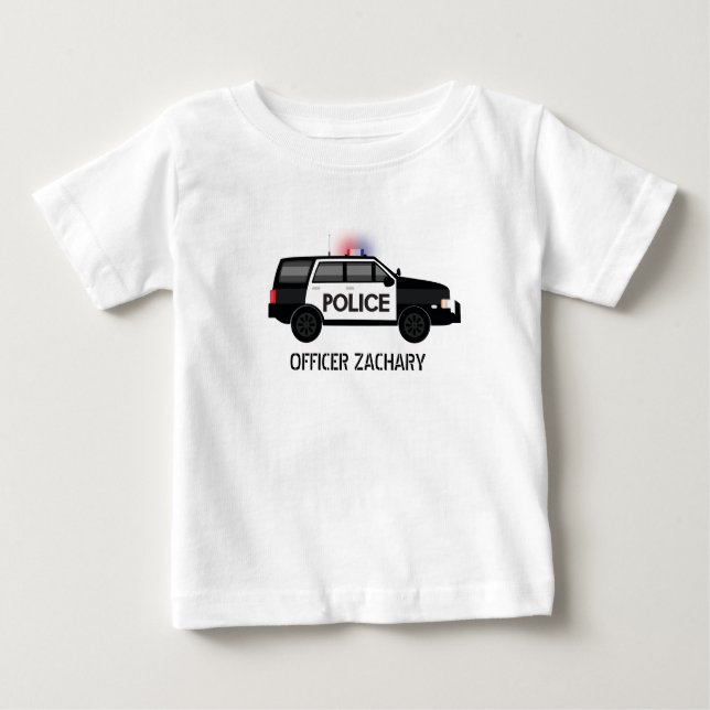 Camiseta Para Bebê Oficial de Polícia SUV Aniversário (Frente)