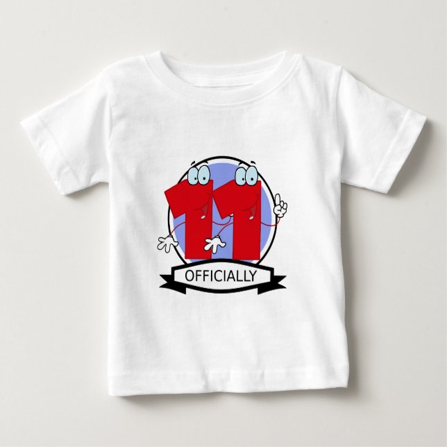 Camiseta Para Bebê Oficialmente 11 Banner de Aniversário (Frente)