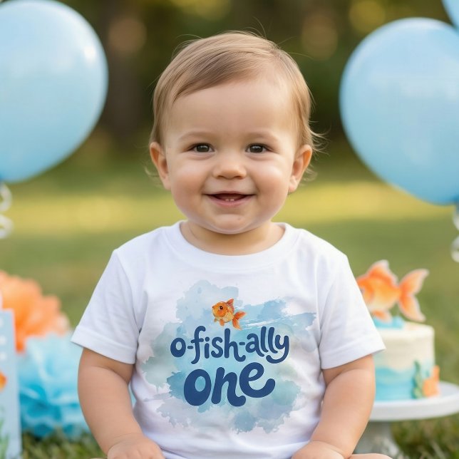Camiseta Para Bebê Ofishally One Fishing Boy 1st Birthday (Criador carregado)