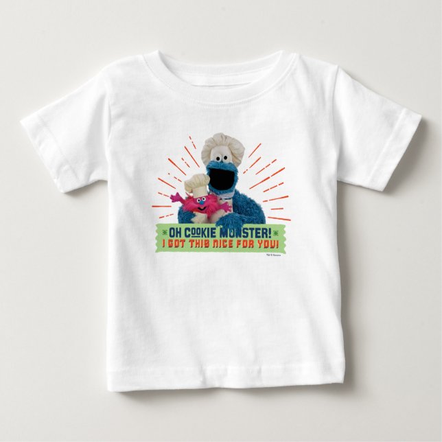 Camiseta Para Bebê Oh Monstro das Bolachas! Eu Tenho Isso Legal Para  (Frente)
