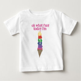 Camiseta Para Bebê Oh que divertido hoje é meu 1º aniversário sorvete