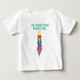 Camiseta Para Bebê Oh que divertido hoje é meu 1º aniversário sorvete