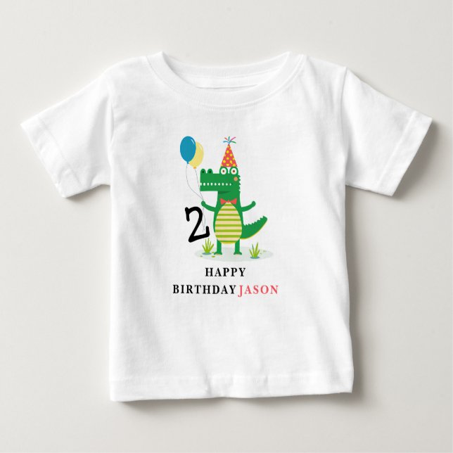 Camiseta Para Bebê Oh Snap Jacaré Fofo no Pântano Aniversário Infanti (Frente)