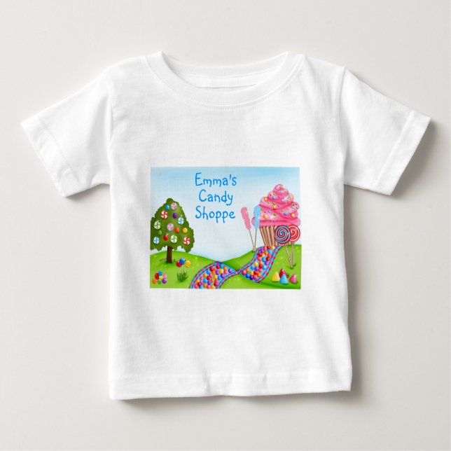 Camiseta Para Bebê Oh terra e cupcakes doces dos doces (Frente)