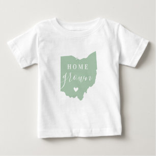 Camiseta Para Bebê Ohio Home Grown Mapa de Estado de Cores Editávei
