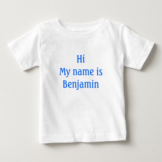 Camiseta Para Bebê Oi, meu nome é Benjamin (Frente)