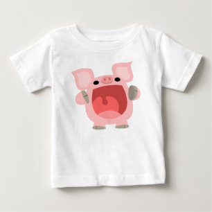 Camiseta Para Bebê "OINK!!!" T-shirt bonito do bebê do porco dos