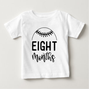 Camiseta Para Bebê Oito Meses de Marco do Bebê de Beisebol -
