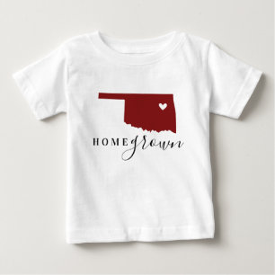 Camiseta Para Bebê Oklahoma Caseiro Carmesim e Preto