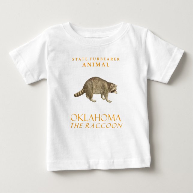 Camiseta Para Bebê Oklahoma Territory Furbearer Animal The Raccoon (Frente)