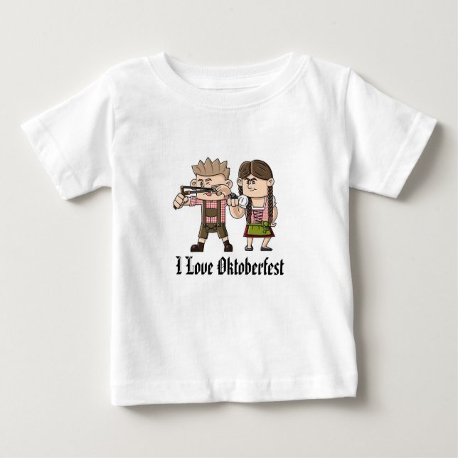 Camiseta Para Bebê Oktoberfest, t-shirt fino do jérsei do bebê (Frente)
