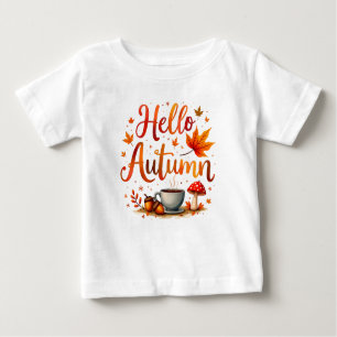Camiseta Para Bebê Olá Autumn, nostalgia acolhedora