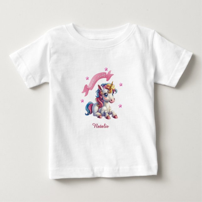Camiseta Para Bebê Olá Baby Unicorn (Frente)
