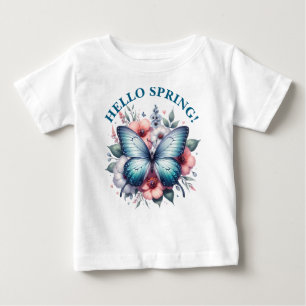 Camiseta Para Bebê Olá Borboleta da Primavera-96282