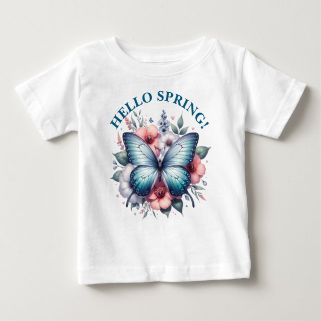 Camiseta Para Bebê Olá Borboleta da Primavera-96282 (Frente)