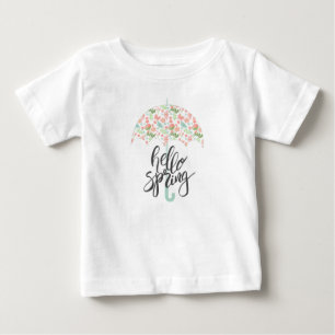 Camiseta Para Bebê Olá Guarda-Chuva de Primavera