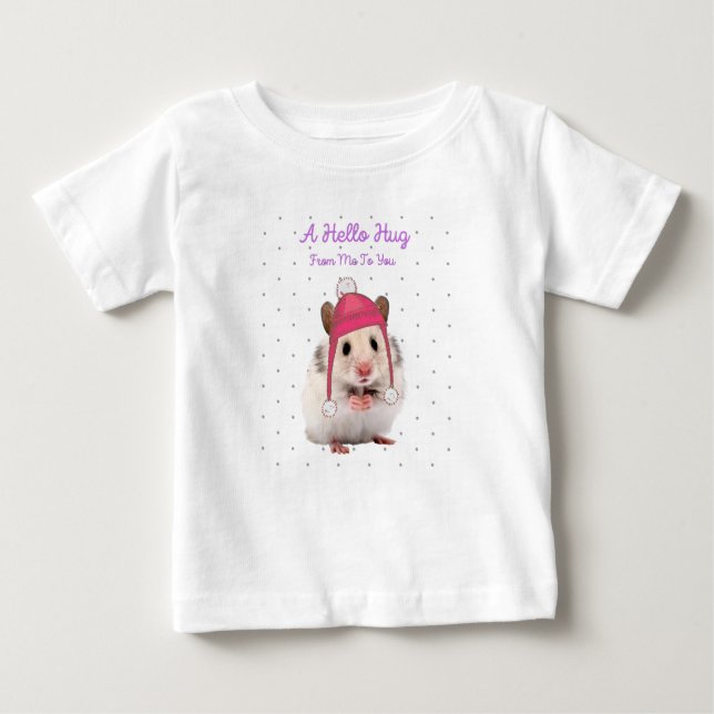 Camiseta Para Bebê Olá Hug Hamster (Frente)