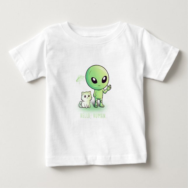 Camiseta Para Bebê Olá Humano (Frente)