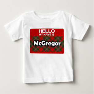 Camiseta Para Bebê Olá Meu nome é McGregor Scottish Clan Tartan