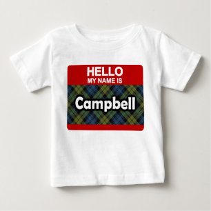 Camiseta Para Bebê Olá! meu nome é Tartan do Scottish de Campbell