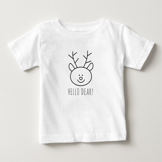 Camiseta Para Bebê Olá Mínimo Caro Reindeer de Natal (Frente)
