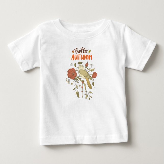 Camiseta Para Bebê Olá outono  (Frente)