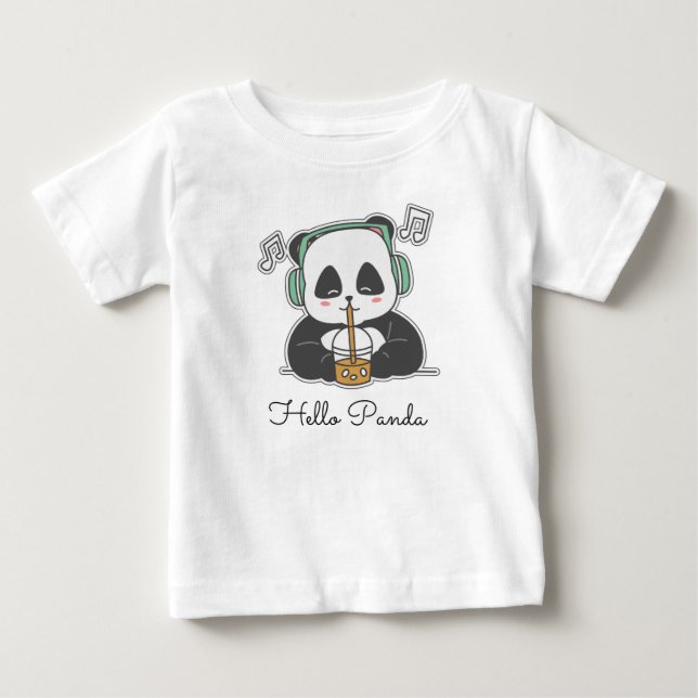 Camiseta Para Bebê Olá Panda (Frente)